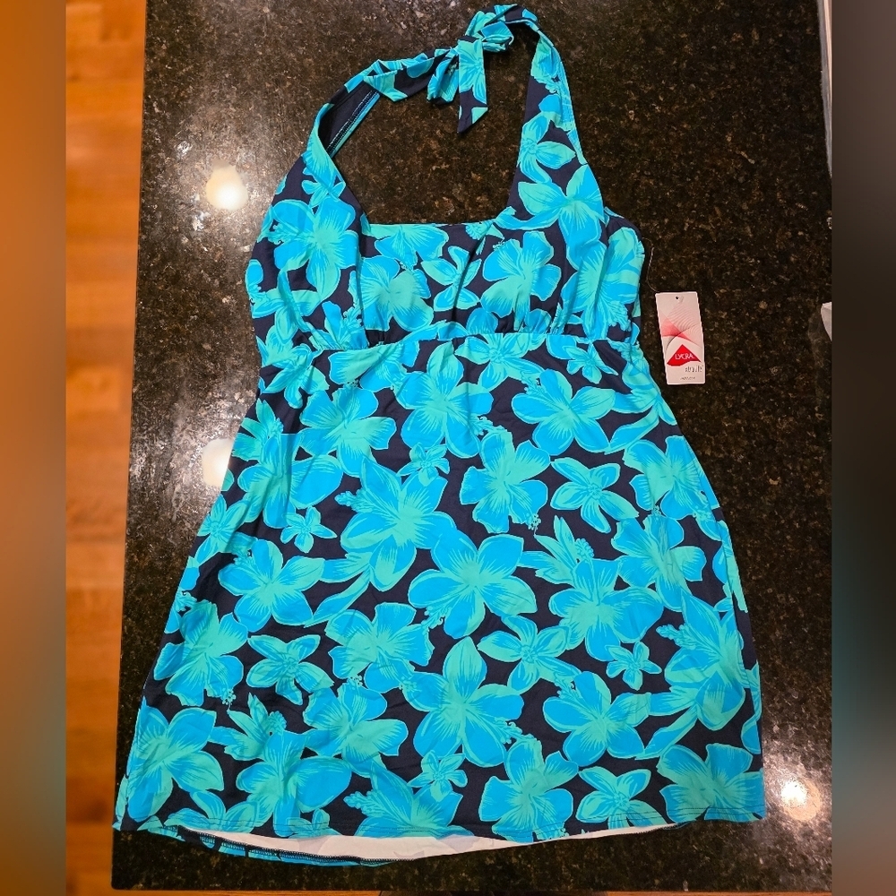 Lands' End Women's Blue Floral One Piece